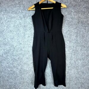 GoJane Jumpsuit Womens Large Black Nylon Stretch Workout Cropped‎ Fitted
